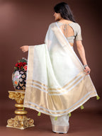 Shree Shyam Fashion Light Green Gold Cotton Ready-to-Wear Saree - Simplicity Meets Effortless Grace