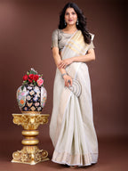 Shree Shyam Fashion Grey Gold Cotton Ready-to-Wear Saree - Simplicity Meets Effortless Grace