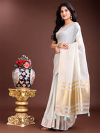 Shree Shyam Fashion Grey Gold Cotton Ready-to-Wear Saree - Simplicity Meets Effortless Grace