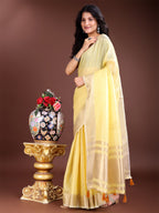 Shree Shyam Fashion Yellow Gold Cotton Ready-to-Wear Saree - Simplicity Meets Effortless Grace