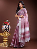 Shree Shyam Fashion Purple Organza Woven Zari Work Traditional Tassel Saree