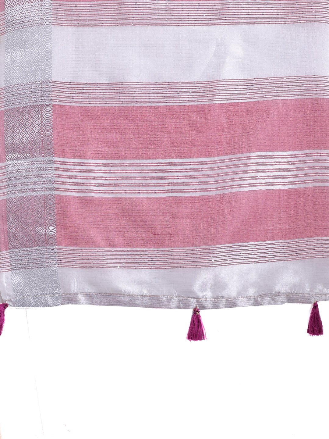 Shree Shyam Fashion Purple Organza Woven Zari Work Traditional Tassel Saree