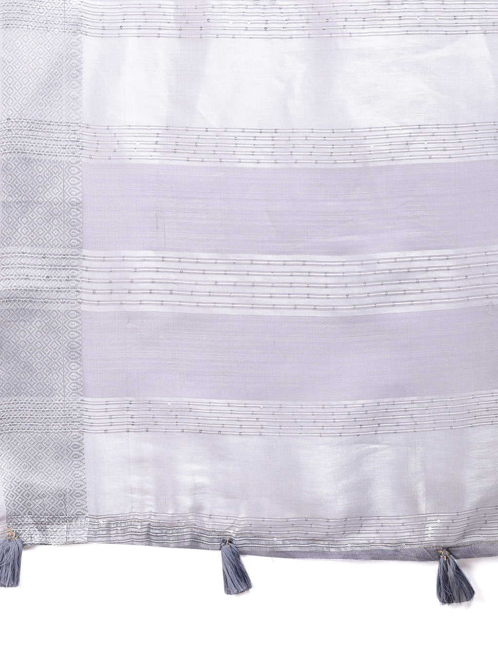 Shree Shyam Fashion Grey Organza Woven Zari Work Traditional Tassel Saree