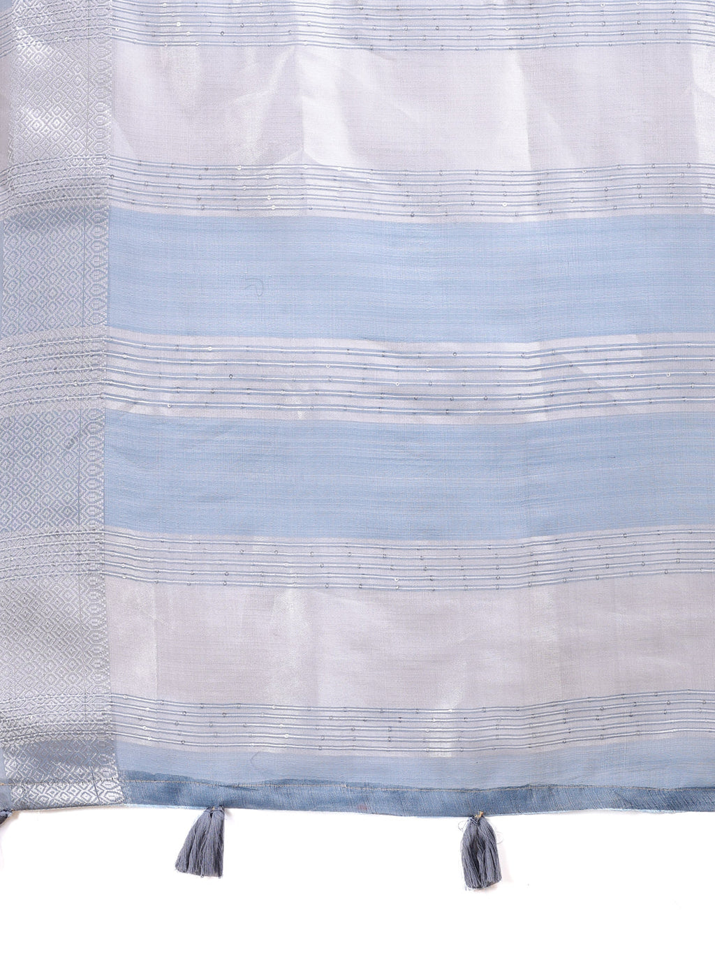 Shree Shyam Fashion Sky Blue Organza Woven Zari Work Traditional Tassel Saree