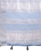 Shree Shyam Fashion Sky Blue Organza Woven Zari Work Traditional Tassel Saree