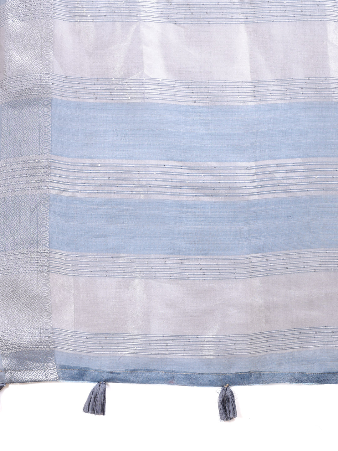 Shree Shyam Fashion Sky Blue Organza Woven Zari Work Traditional Tassel Saree