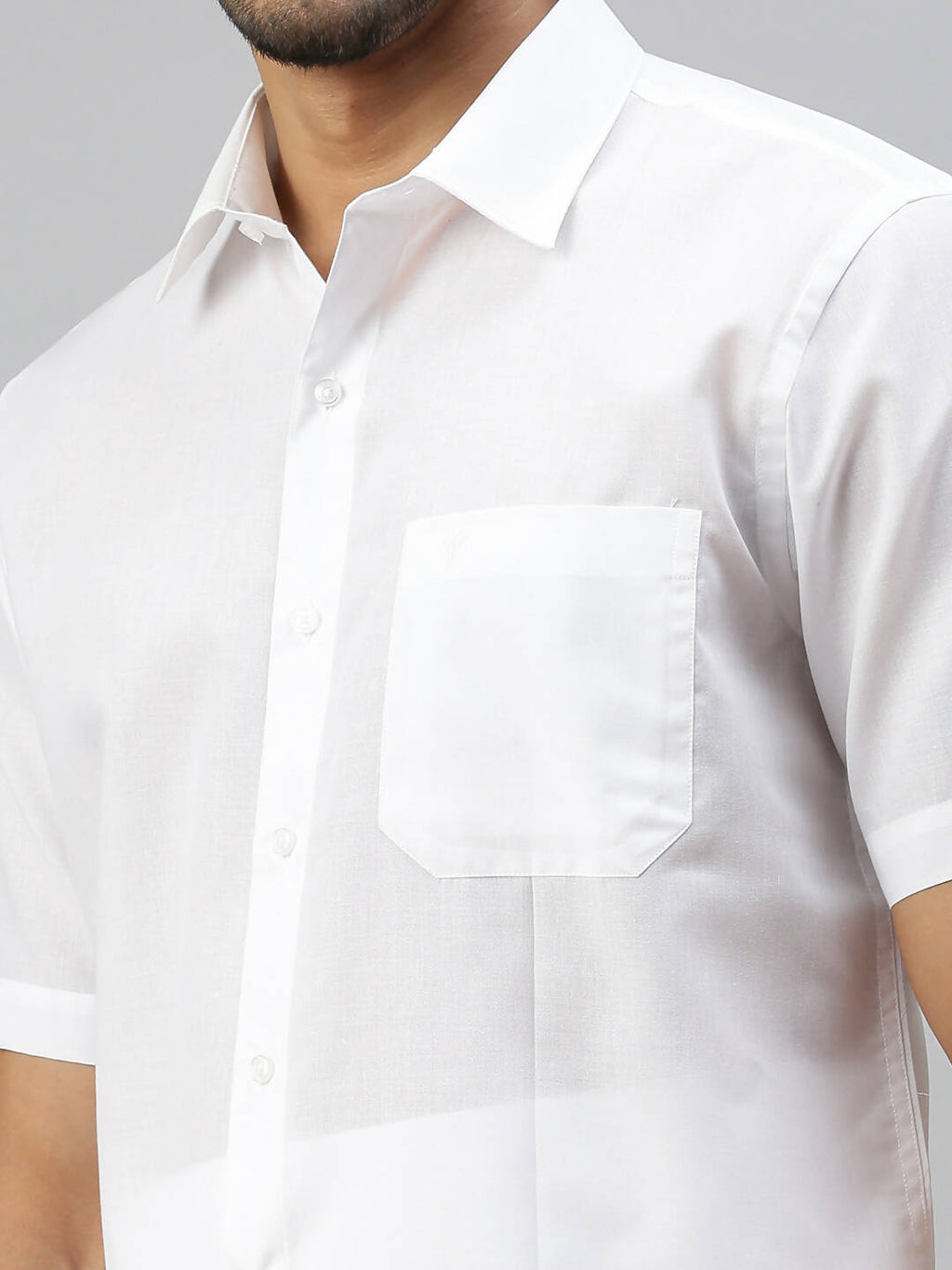Ramraj Cotton Mens Half Sleeve Formal White Shirt