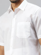 Ramraj Cotton Mens Half Sleeve Formal White Shirt