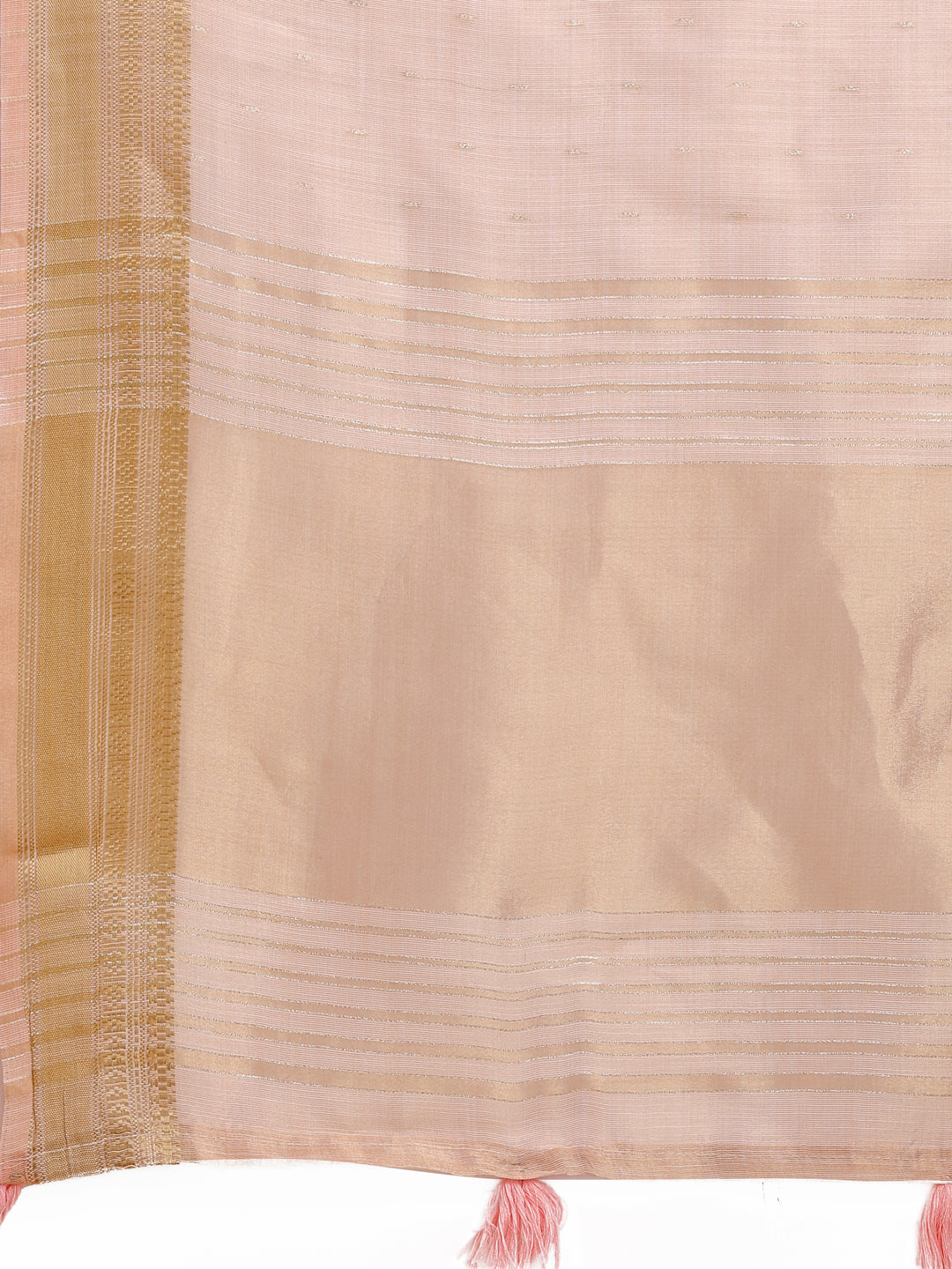 Shree Shyam Fashion Peach Organza Woven Zari Work Traditional Tassel Saree