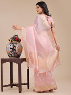 Shree Shyam Fashion Light Pink Organza Woven Zari Work Traditional Tassel Saree