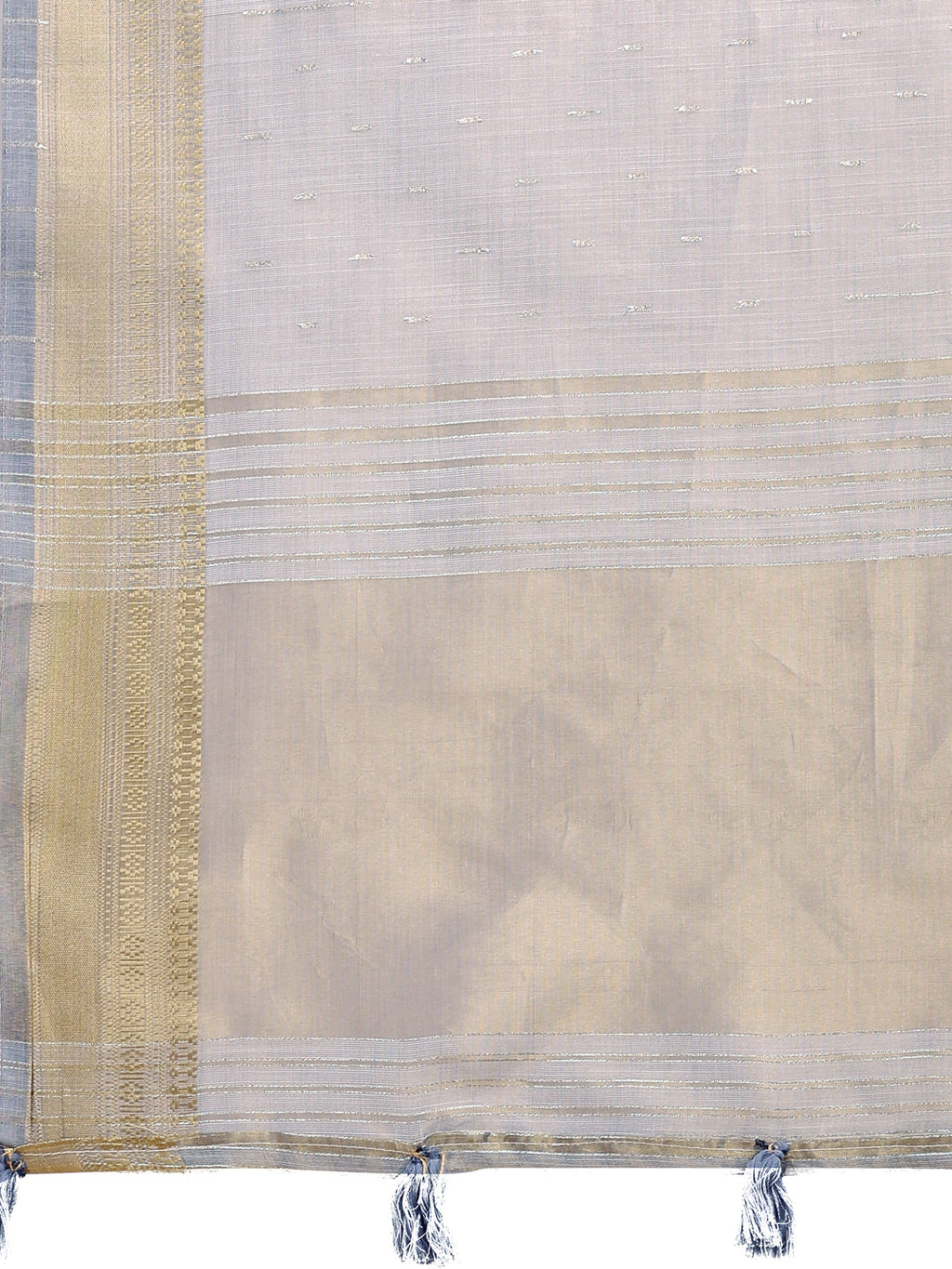 Shree Shyam Fashion Grey Organza Woven Zari Work Traditional Tassel Saree