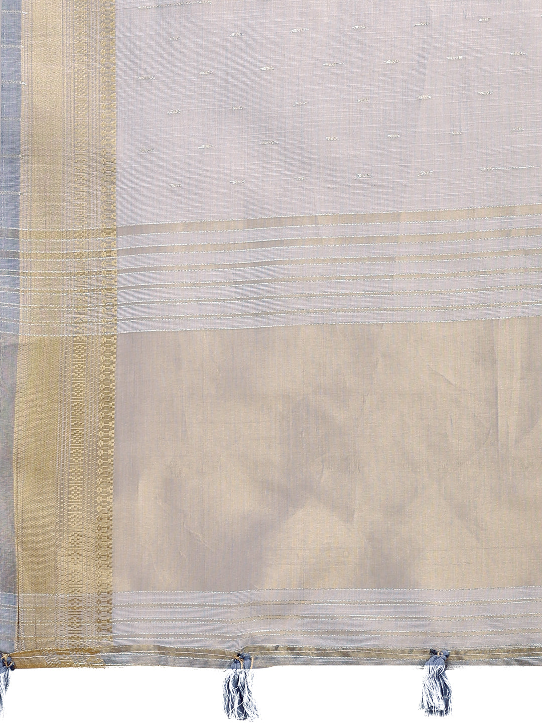 Shree Shyam Fashion Grey Organza Woven Zari Work Traditional Tassel Saree