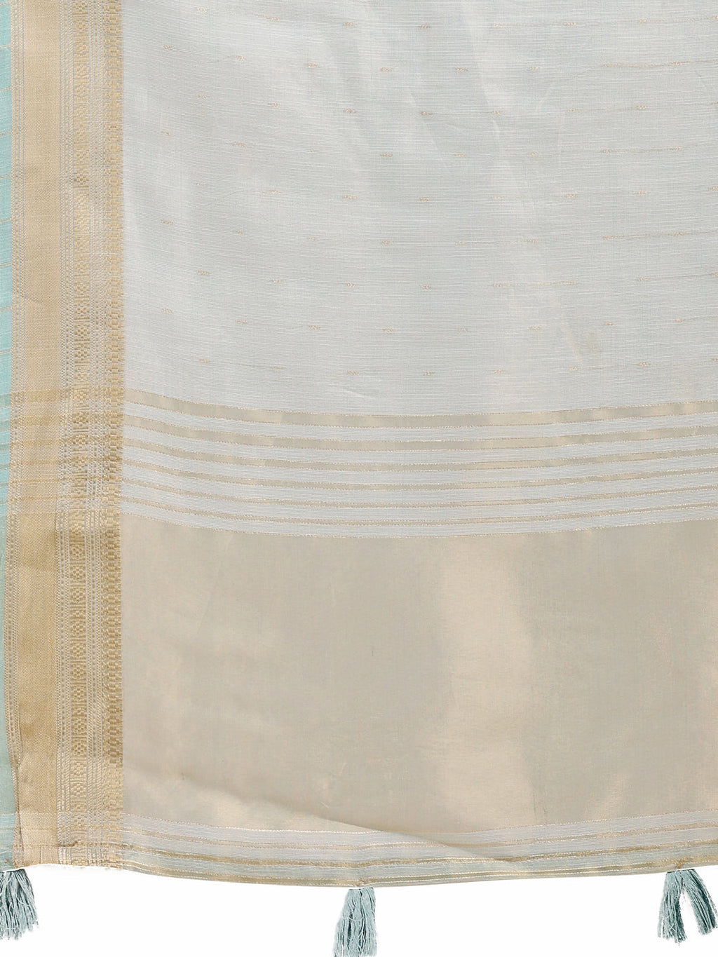 Shree Shyam Fashion Sea Green Organza Woven Zari Work Traditional Tassel Saree