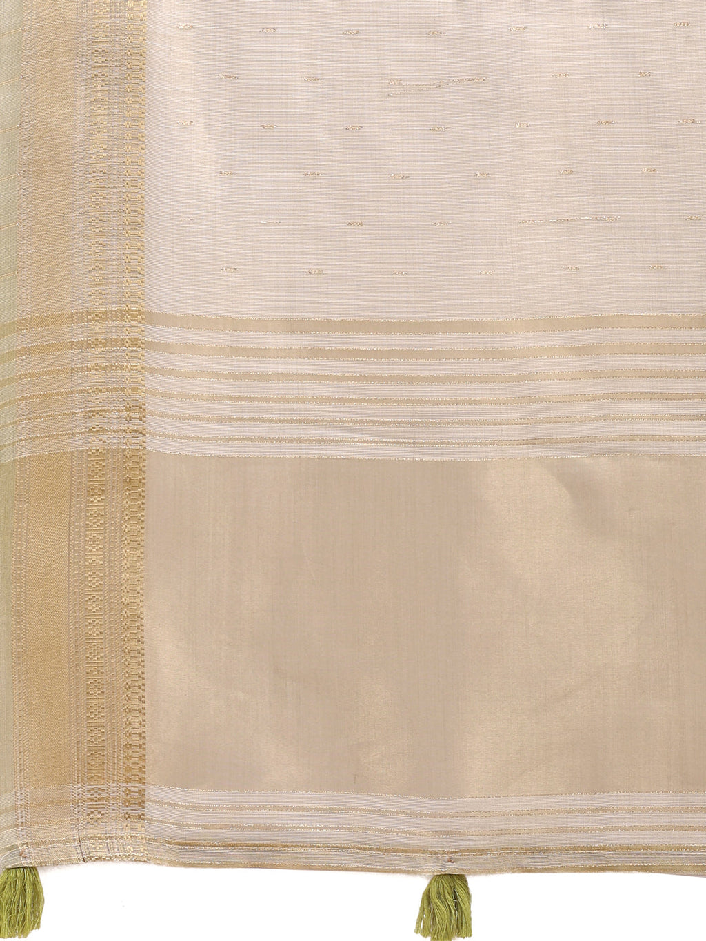 Shree Shyam Fashion Cream Organza Woven Zari Work Traditional Tassel Saree