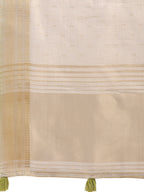 Shree Shyam Fashion Cream Organza Woven Zari Work Traditional Tassel Saree