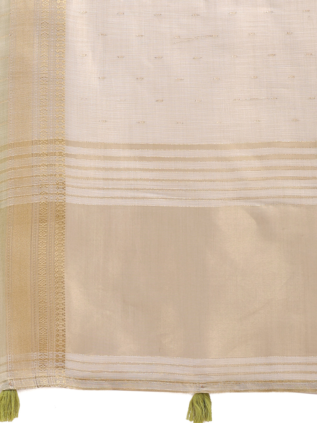 Shree Shyam Fashion Cream Organza Woven Zari Work Traditional Tassel Saree