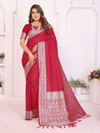 Aastha Fashion Red Georgette Silk Zari Weaving Saree - Distacart