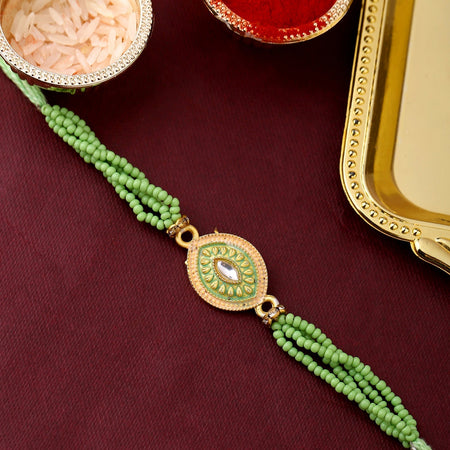 trueBrowns X Voylla Designer Beaded Rakhi With Roli Chaawal Pack