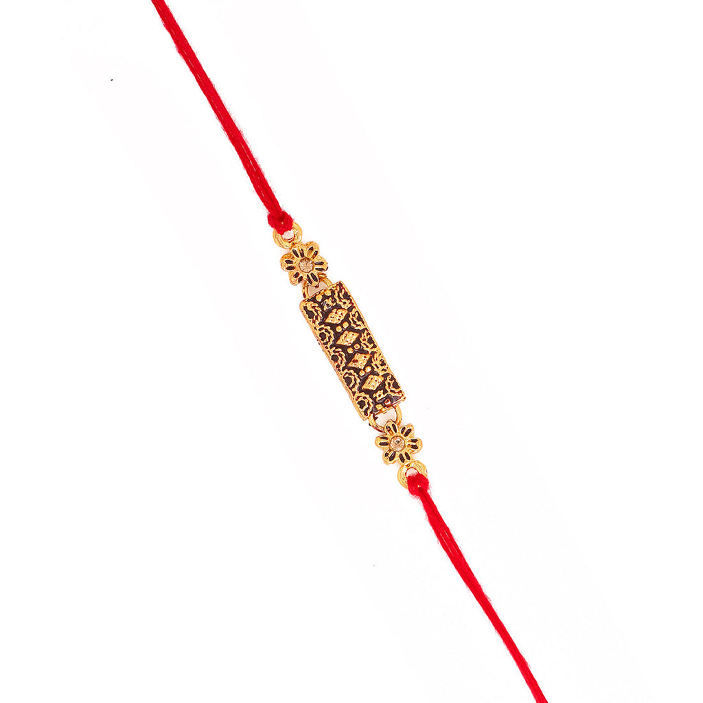 trueBrowns X Voylla Antique Floral Designer Rakhi With Roli Chaawal Pack - Distacart
