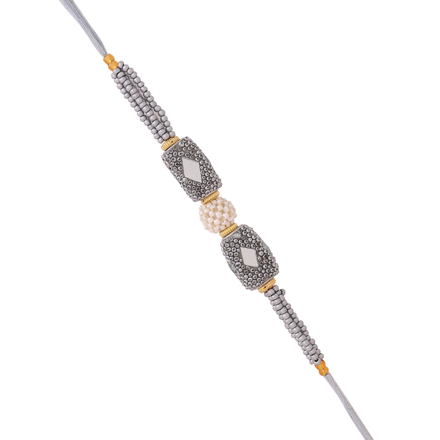 trueBrowns X Voylla Silver Beaded Rakhi With Roli Chaawal Pack - Distacart