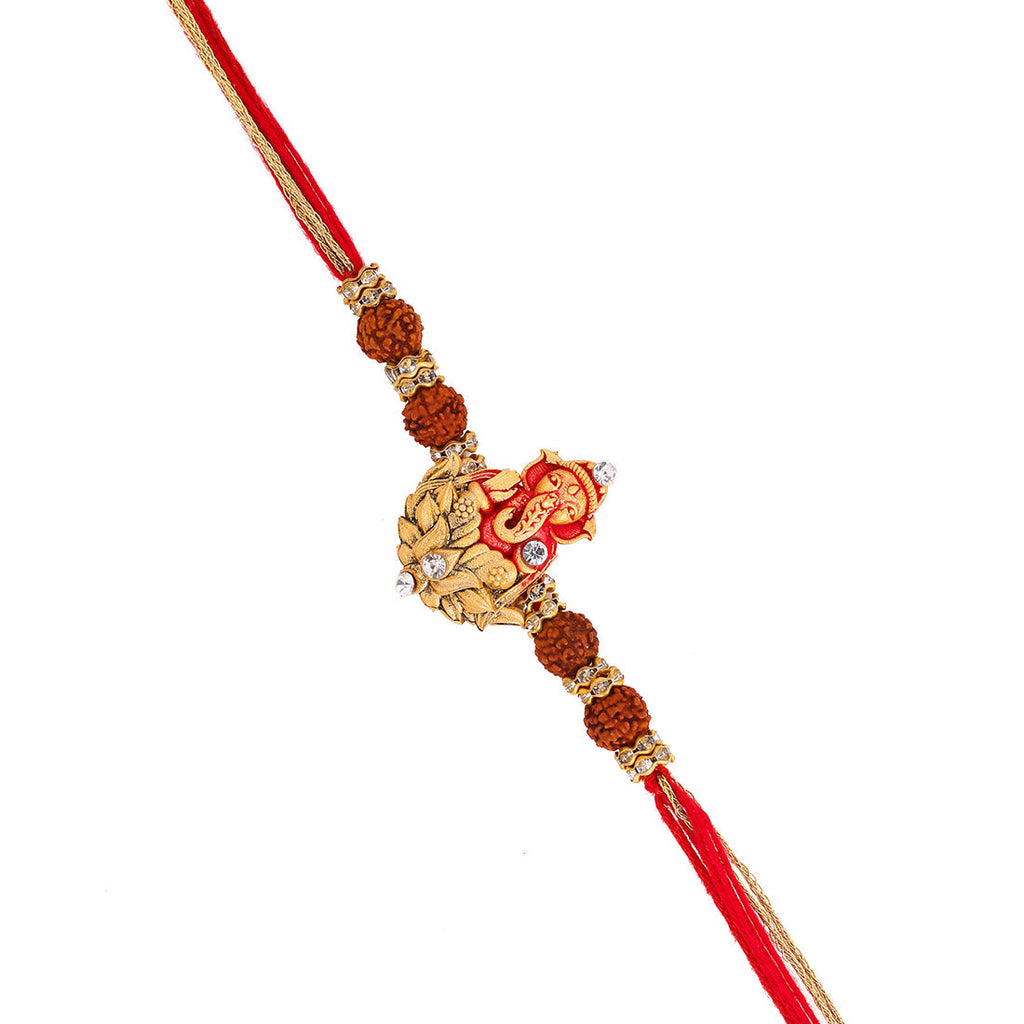 trueBrowns X Voylla Divine Rudraksha Ganesha Rakhi With Roli Chaawal Pack - Distacart