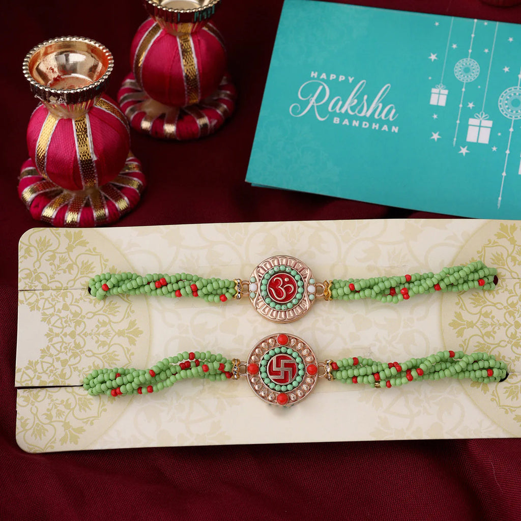 trueBrowns X Voylla Set of Two Beaded Rakhis With Roli Chaawal Pack - Distacart