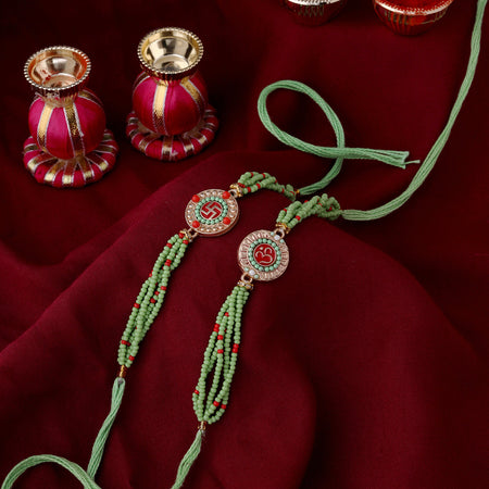 trueBrowns X Voylla Set of Two Beaded Rakhis With Roli Chaawal Pack