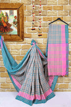 Vamika Cream Cotton Silk Weaving Saree (Terra Checks Rama) - Distacart