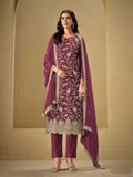 Anaita Maroon Embroidered Silk Stitched Salwar Suit - Distacart