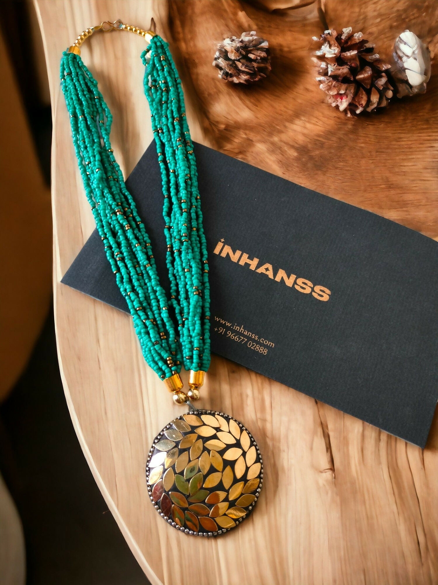 Inhanns Everyday Statement Beaded Pendant Necklace - Sea Green