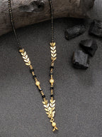 NVR Women's Short Mangalsutra Designs Gold-Polished & Black Beaded Mangalsutra - Distacart