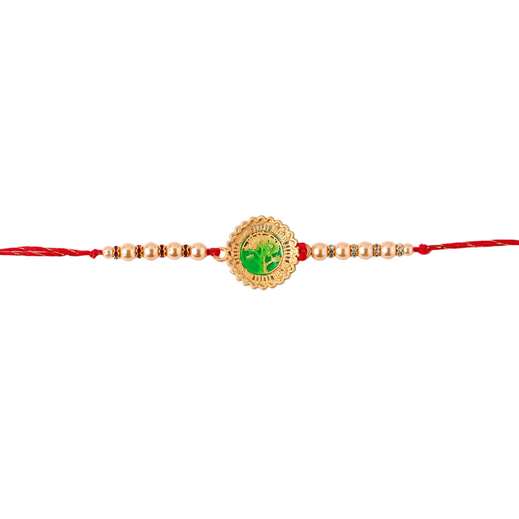 trueBrowns X Voylla Beige Beaded Enamel Rakhi With Roli Chaawal Pack - Distacart