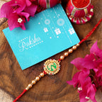 trueBrowns X Voylla Beige Beaded Enamel Rakhi With Roli Chaawal Pack - Distacart