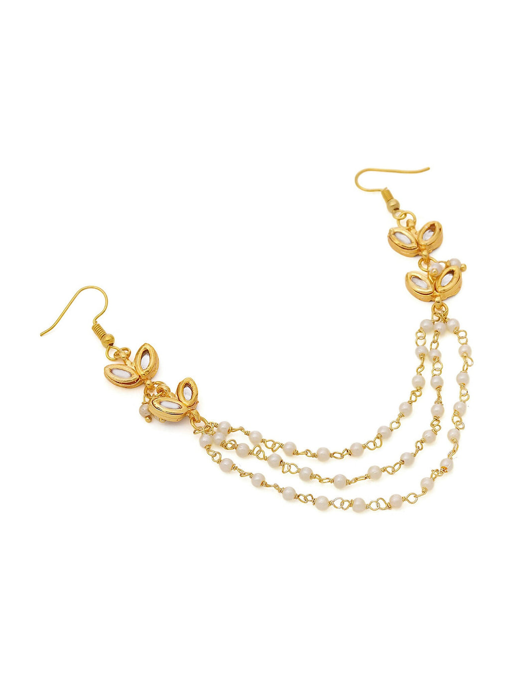 Ruby Raang Gold Kundan and Pearl Hair Jewelry