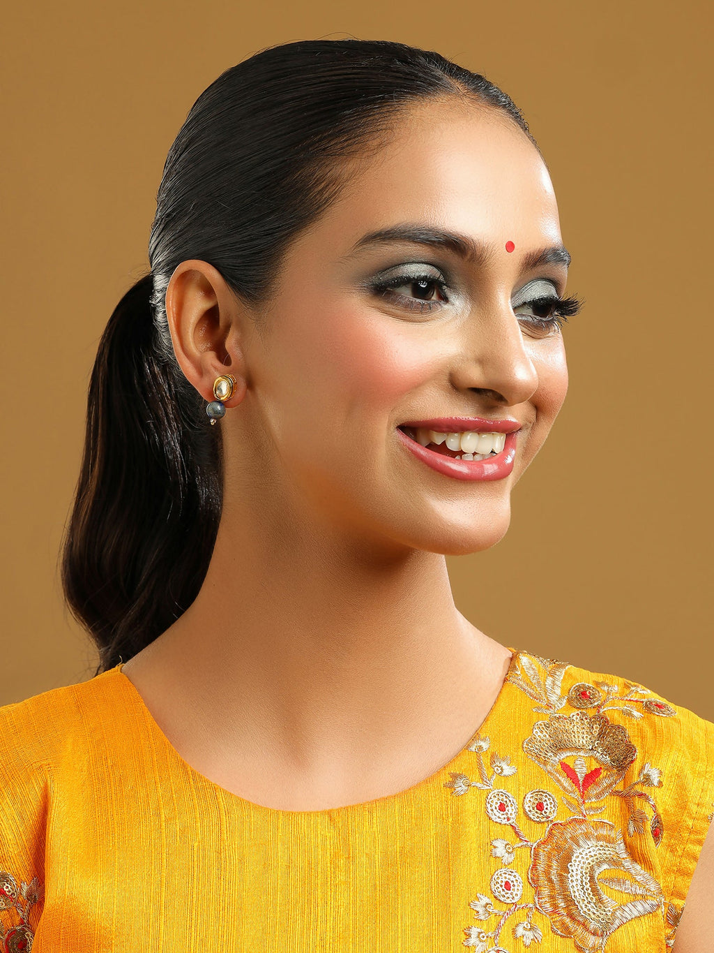 Ruby Raang Blue Lapis Lazuli Kundan Studs - Distacart