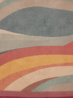 Multicolor Silk Blend Digital Print Striped Saree with Unstitched Blouse - Hiral Fashion