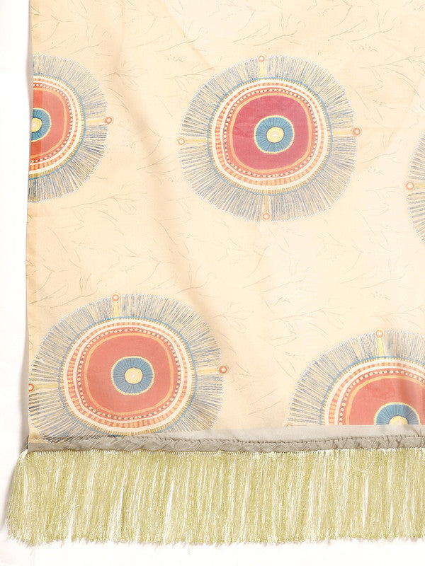 Beige Silk Blend Digital Print Geomatric Saree with Unstitched Blouse - Hiral Fashion