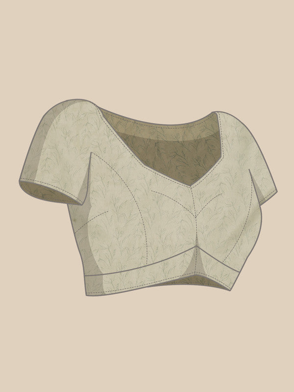 Beige Silk Blend Digital Print Geomatric Saree with Unstitched Blouse - Hiral Fashion