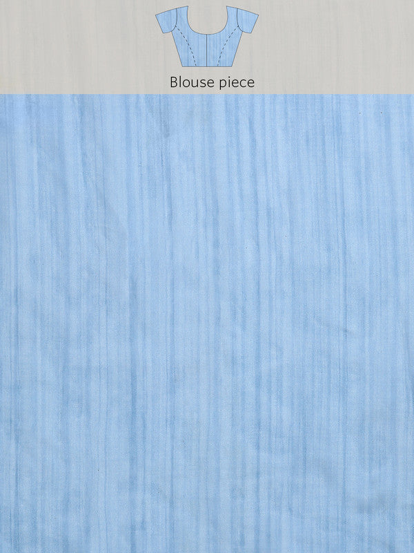 Blue Silk Blend Digital Print Warli Saree with Unstitched Blouse - Hiral Fashion