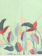 Green Silk Blend Digital Print Floral Saree with Unstitched Blouse - Hiral Fashion