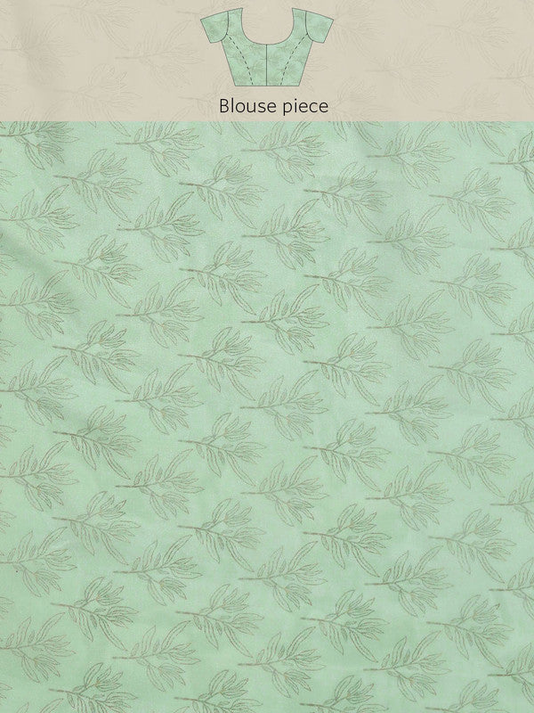Green Silk Blend Digital Print Floral Saree with Unstitched Blouse - Hiral Fashion