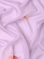 Lavender Silk Blend Digital Print Floral Saree with Unstitched Blouse - Hiral Fashion