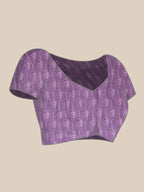 Lavender Silk Blend Digital Print Floral Saree with Unstitched Blouse - Hiral Fashion