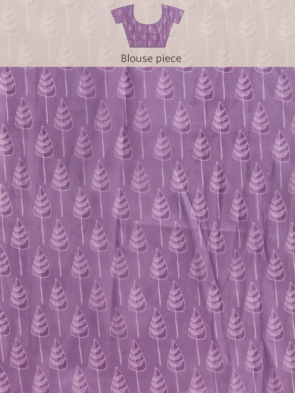 Lavender Silk Blend Digital Print Floral Saree with Unstitched Blouse - Hiral Fashion