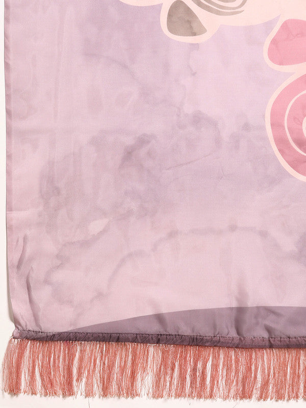 Peach Silk Blend Digital Print Abstract Saree with Unstitched Blouse - Hiral Fashion