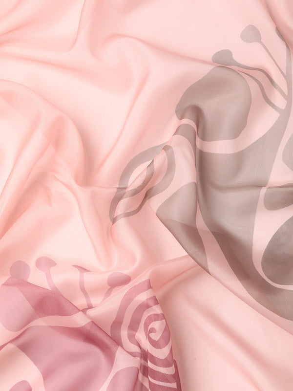 Peach Silk Blend Digital Print Abstract Saree with Unstitched Blouse - Hiral Fashion