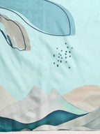 Turquoise Silk Blend Digital Print Abstract Saree with Unstitched Blouse - Hiral Fashion