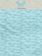 Turquoise Silk Blend Digital Print Abstract Saree with Unstitched Blouse - Hiral Fashion