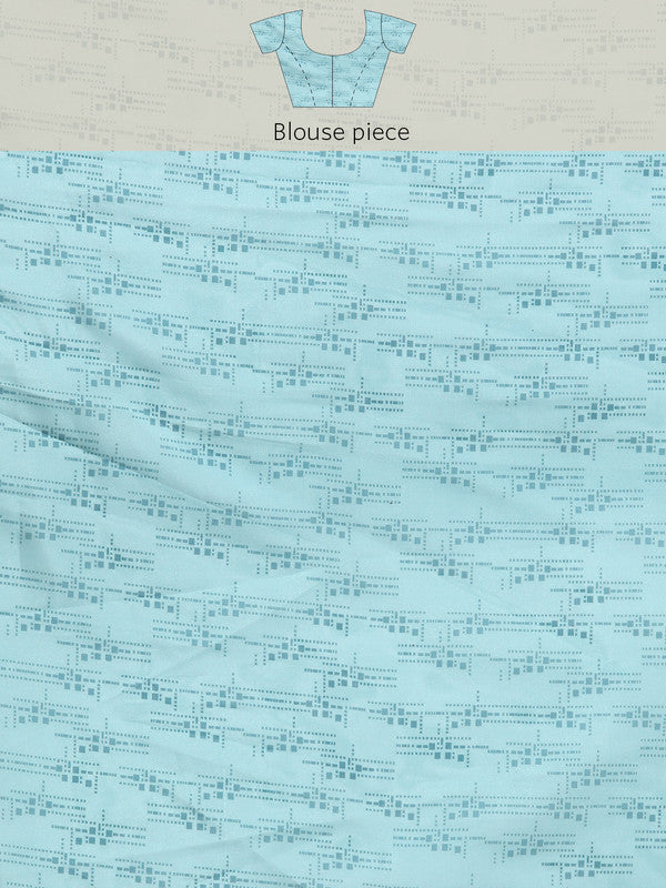 Turquoise Silk Blend Digital Print Abstract Saree with Unstitched Blouse - Hiral Fashion
