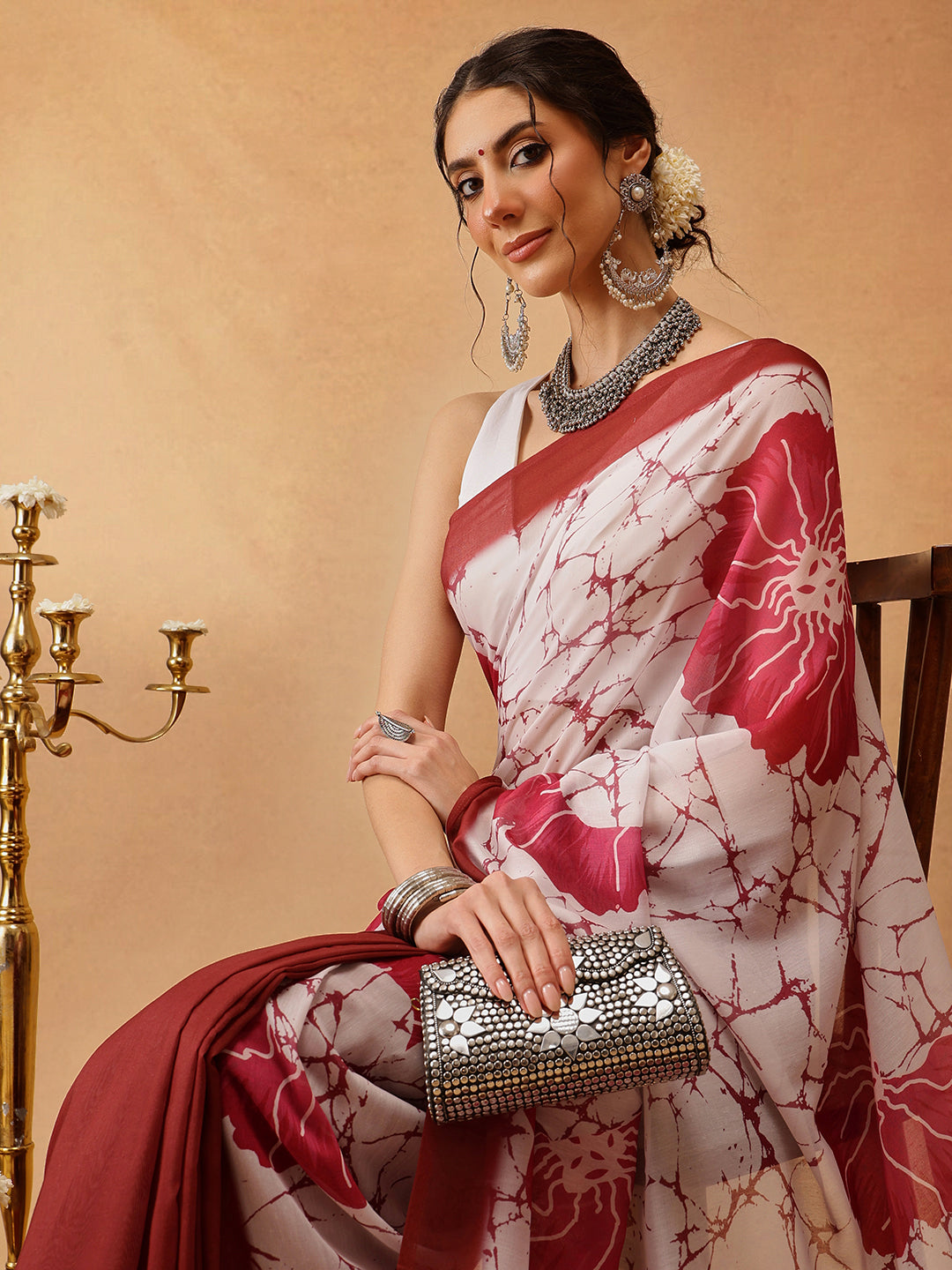 Hiral Fashion Brown Bollywood Mul Cotton Floral Digital Printed Saree